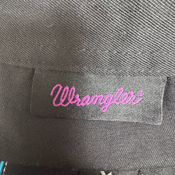 Vintage‎ Wrangler Shirt Button Up Black Western Embroidered Crosses Women's LG - Picture 4 of 4